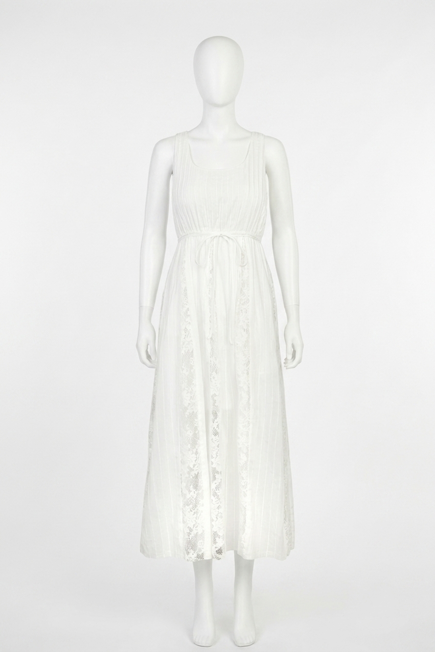 NEW ADELYN RAE vivian lace cotton-voile midi dress in white